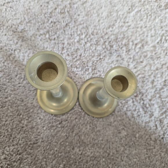 Vintage Graduated Brass & Lucite Candlestick Holders MCM Style Set Of 2 Glass - Picture 5 of 6